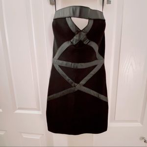 Bebe Strapless PU Bandage Dress Black in XS